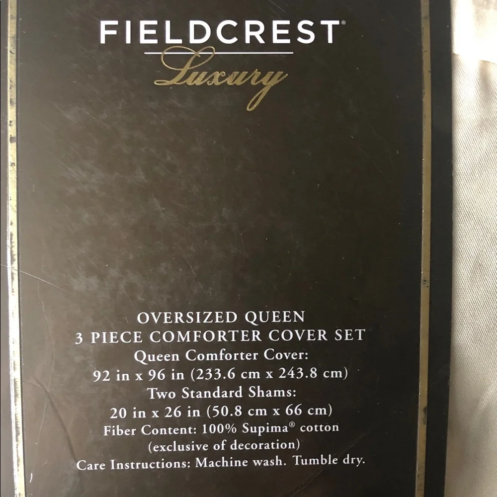 Fieldcrest 100% Supima Cotton Luxury Hotel Oversized Queen Comforter Cover Set